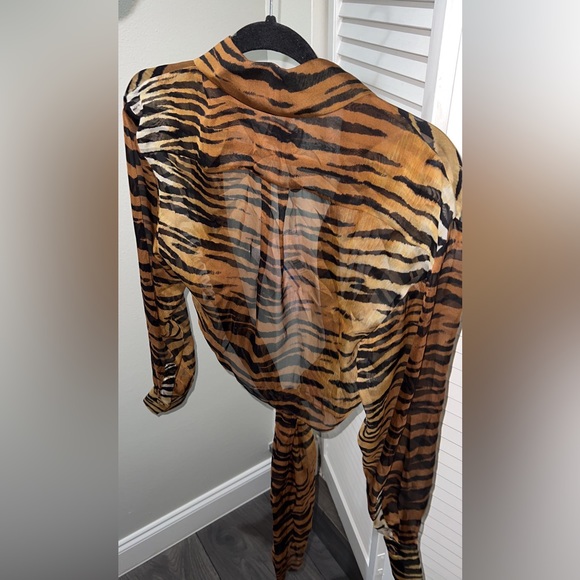 ALEXANDRE VAUTHIER Tie-front Tiger-print Silk-chiffon size 38 NEW NEVER WORN - Picture 9 of 16